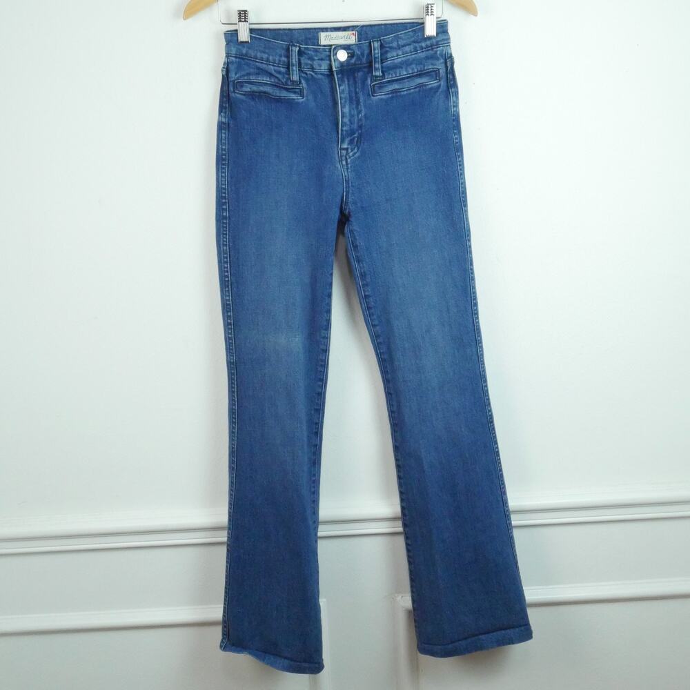 Madewell Flea Market Flare Jeans Size 26 High Rise Dark Wash Boho Western HEMMED